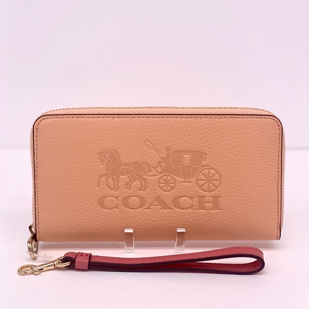 COACH Long Zip Around Wallet In Colorblock With Horse And Carriage